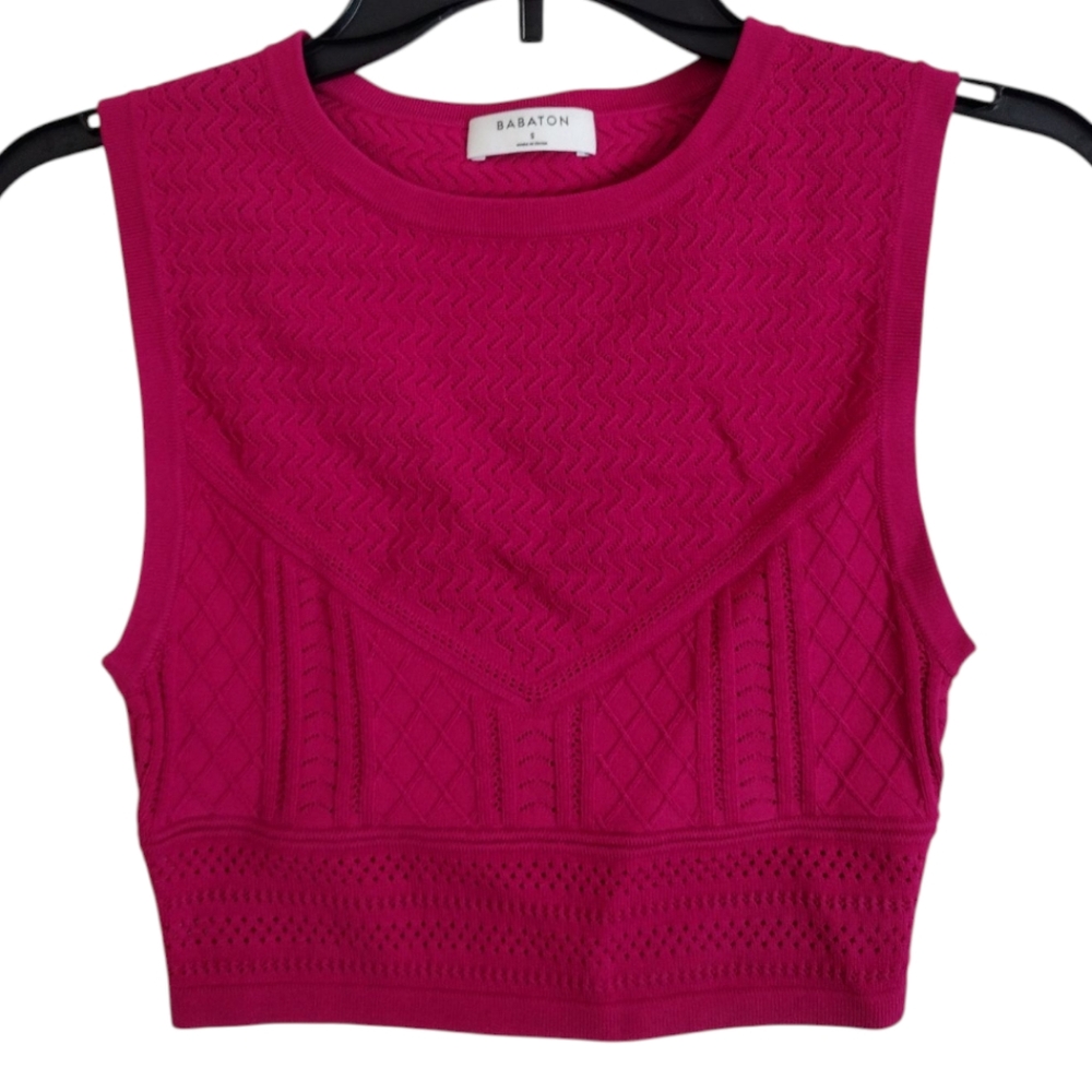 Babaton Aritzia Pointelle Pink Sleeveless Crop Tank Top Size Small